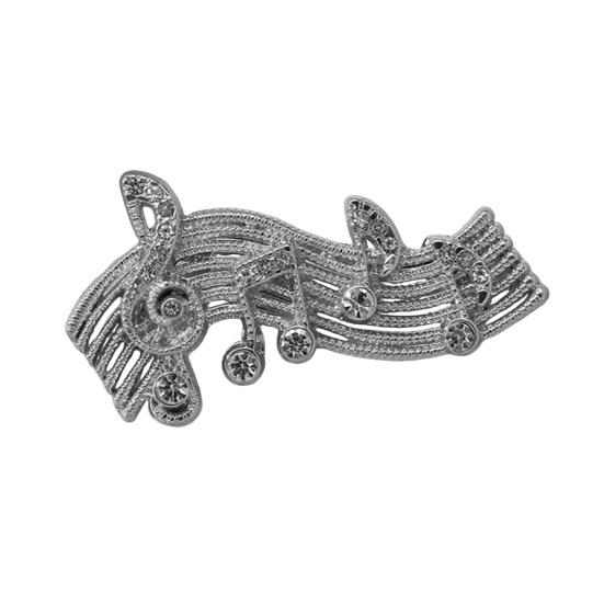 Music Score Brooch Pin for Women, Rhinestones Inlaid Lapel Pin, Brooch Versatile Accessory for Sweaters Collars Hats Bags Coats Scarves