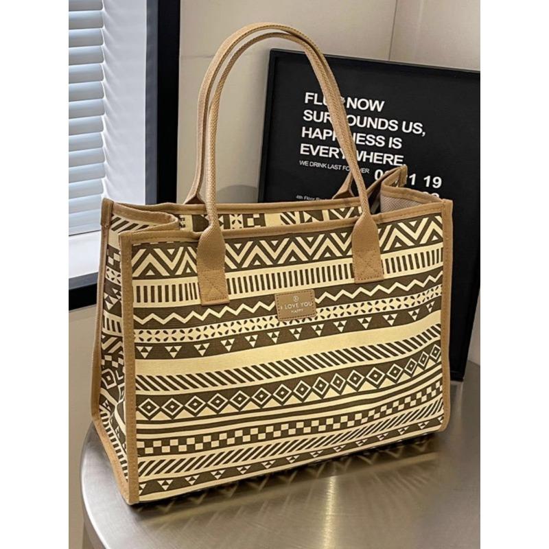 1PC Large Capacity Canvas Tote Bag Women's Autumn and Winter New Casual Commuter Portable Shopping Bag Lightweight One Shoulder Mommy Bag