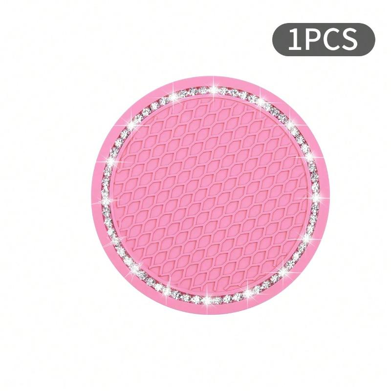 1pc/2PCS Car Cup Coaster, Bling Cup Holder Insert Coasters,Universal Auto Non-Slip Cup Holder Embedded in Ornaments Silicone Coaster