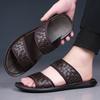Men Black Leather Slippers Flats Summer Brown Sandals Outdoor White Wide Head Beach Shoes for Father Over Sized 46 47 48