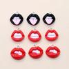 6-piece fun and sexy red lip resin pendant set - hip-hop style pendant, suitable for DIY earrings, keychains, and jewelry making
