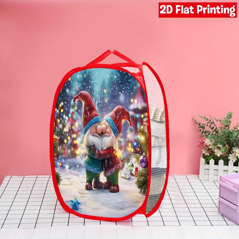 1Pcs Santa Claus Pop-Up Laundry Hamper Expandable Mesh Hamper Basket for Room Bedroom Bathroom Organization Contemporary Storage