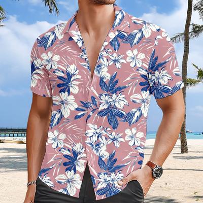 3D Floral Pattern Print Men's Short Sleeve Button Up Lapel Shirt For Summer Holiday Resort Hawaiian Style Shirt Men 2025
