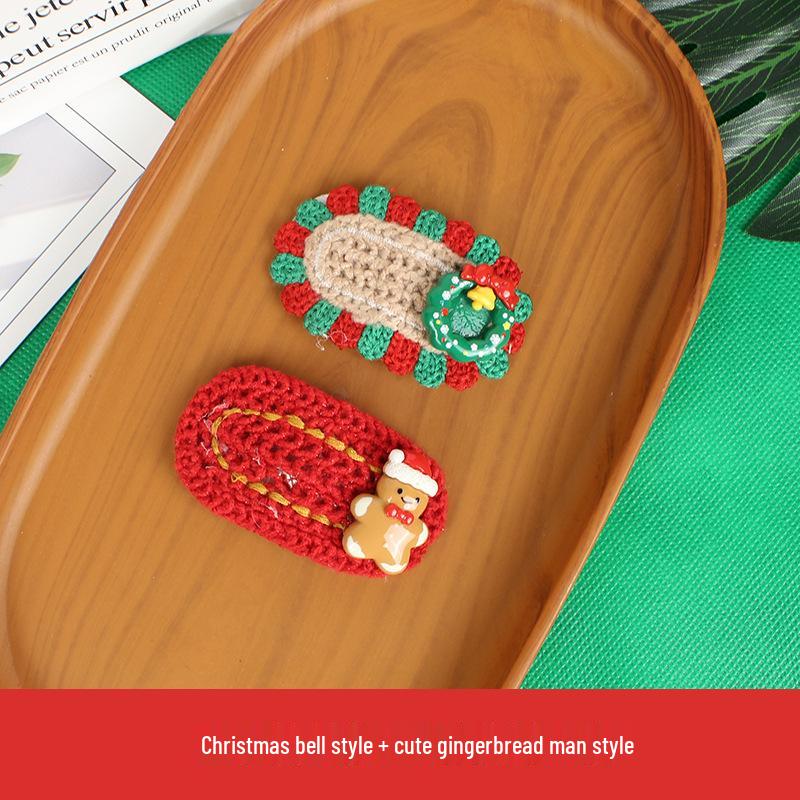 Handmade Knitted Christmas Hair Clips: Cute Santa Claus & Snowman Accessories for Adults and Kids