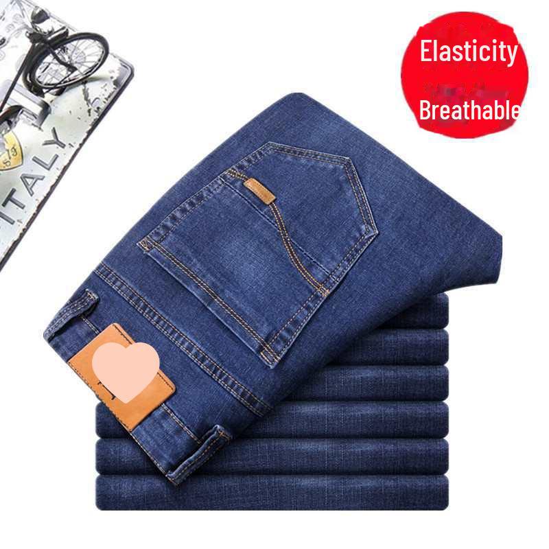 

Еластичні чоловічі джинси: Весна/Літо Прямі, Широкі, Великого Розміру, Зносостійкі, Повсякденні Робочі Штани з Безкоштовною Доставкою Size 29, fits 105-115 lbs