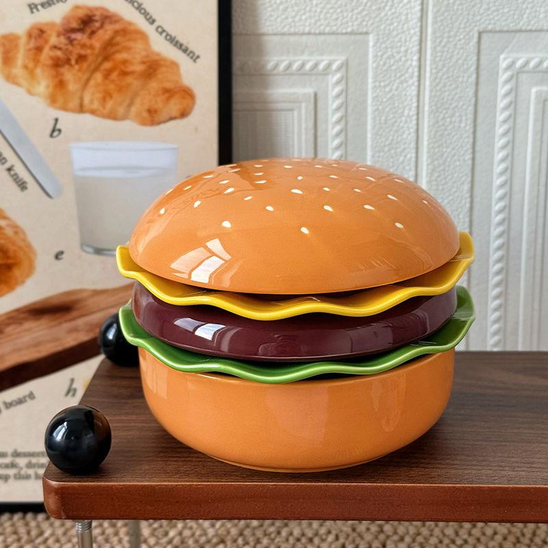 

Creative Hamburger Tableware Set Ceramic Underglaze Color Full Tableware Plate and Bowl 5pcs Kitchen Tableware Accessories