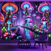 VIKAMA Neon Glow Mushroom Forest Tapestry Dreamy Bedroom Bohemian Style Living Room Wall Hanging Room Decor