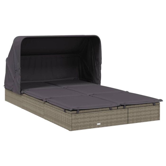 VidaXL 2-seater Sun Lounger with Foldable Roof Grey 213x118x97 Cm 319651