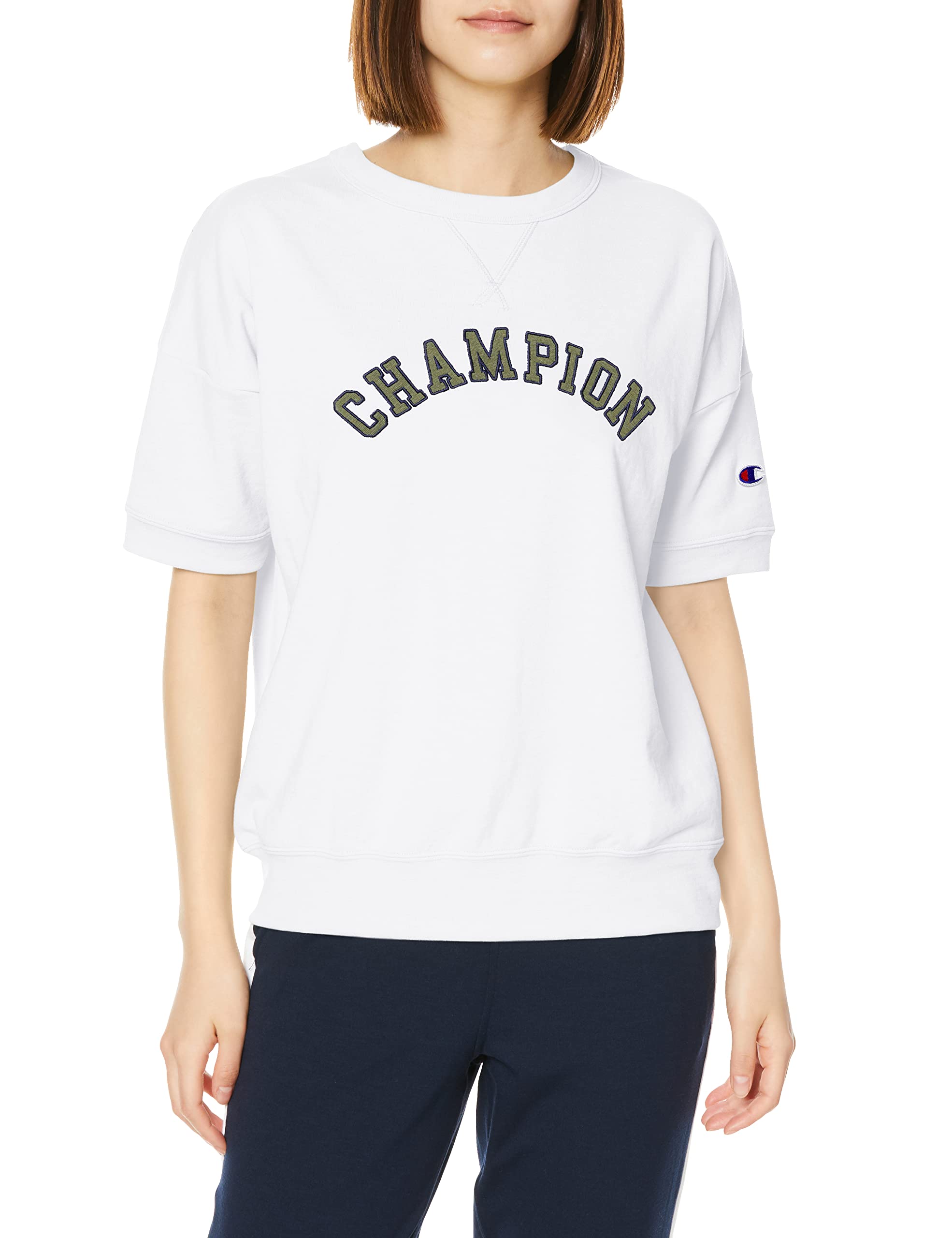 

Champion TECH Crew Neck Long UV Graphic Logo Size Size L Women s WEAVE® Sweatshirt, Sleeve, Stretch, Lightweight, Quick-Drying, Protection, Print, белый
