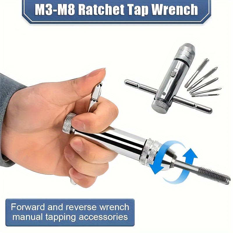 Adjustable T-Handle Ratchet Tap Reamer Hand Manual Holder Wrench M3 M4 M5 M6 M8 Metric Machine Screw Thread Plug T-shaped Tool