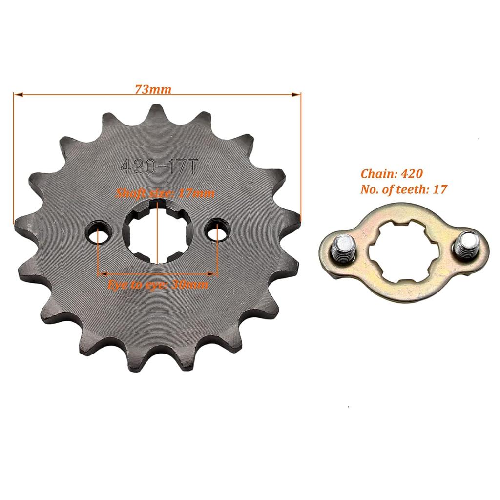 420 17T 17mm Chain Front Sprocket Cog for Pit Trail Quad Dirt Bike ATV Buggy 110cc 125cc ATV YX