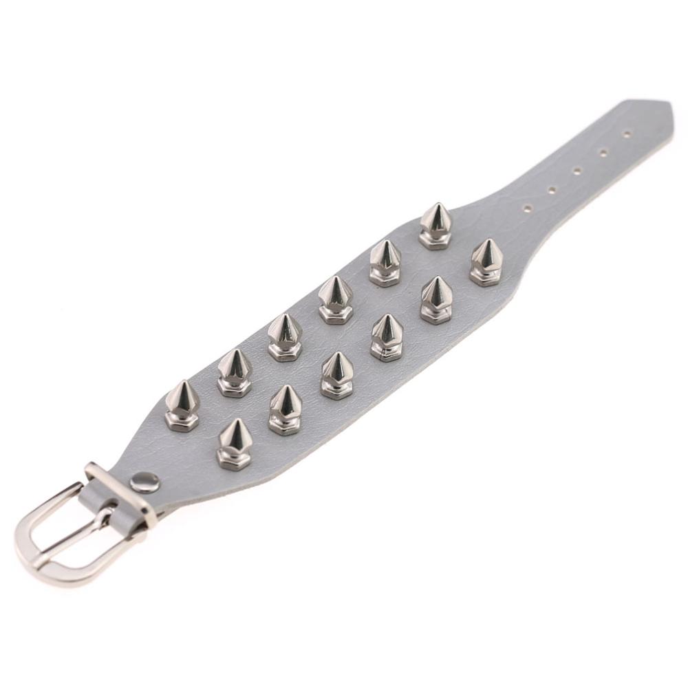 Unique Cuspidal Spikes Rivet Stud Wide Cuff Leather Punk Gothic Rock Unisex Bangle Bracelet Woman Men Jewelry