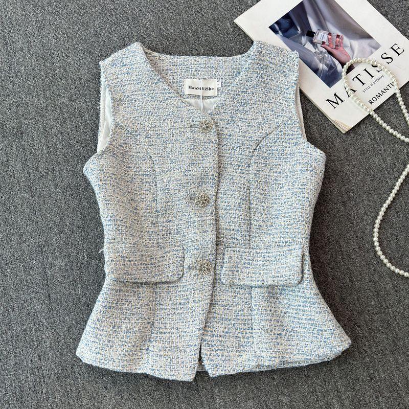 

Pink Classic Style V-neck Vest Summer Women s Fancy Small Woven Elegant Elegance Sleeveless Vest Tops Blue M