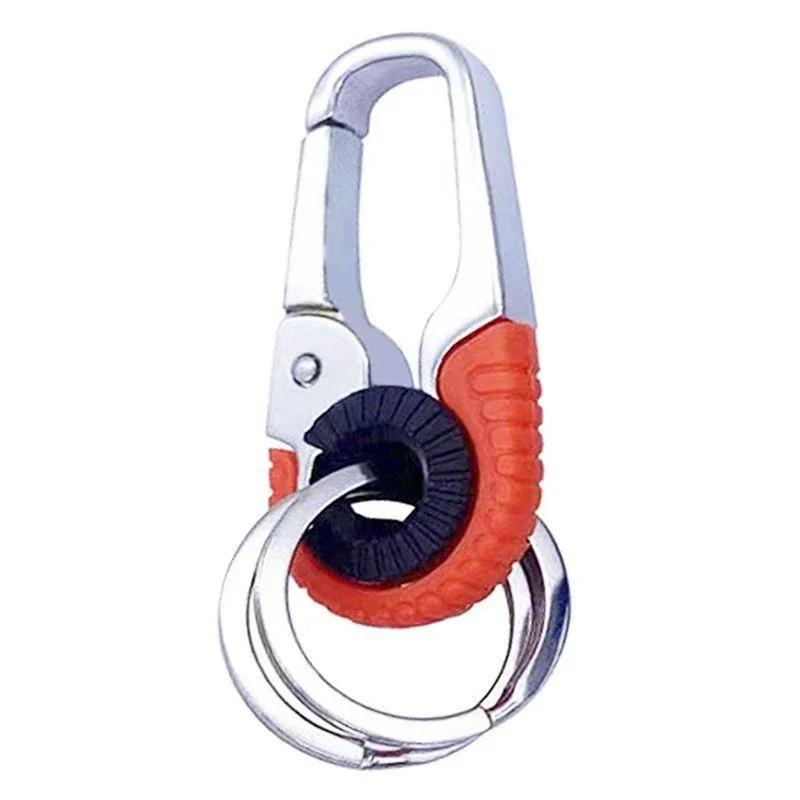 1/3pcs Keychain Men Stainless Steel Buckle Outdoor Carabiner Climbing Tool Double Ring Car Fishing Hook Key Ring Accessories