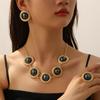 Round Imitation Pearl Pendant Choker Ring Earrings Set Women Chic Party Jewery Accessory