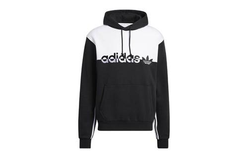 adidas Originals Color Block Logo Patch Kangaroo Pocket Hoodie M белый/чёрный
