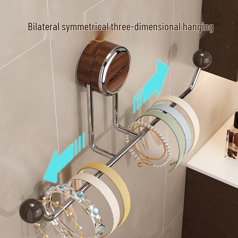 Stainless Steel Double Ball Adhesive Hook, Punch-Free Wall-Mount with Vacuum Suction for Bathroom