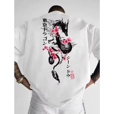Dragon Sakura Graphic T-and Kids Tshirt Men Women Harajuku Streetwear Aesthetic Tee Casual Cotton Short Sleeve Tops