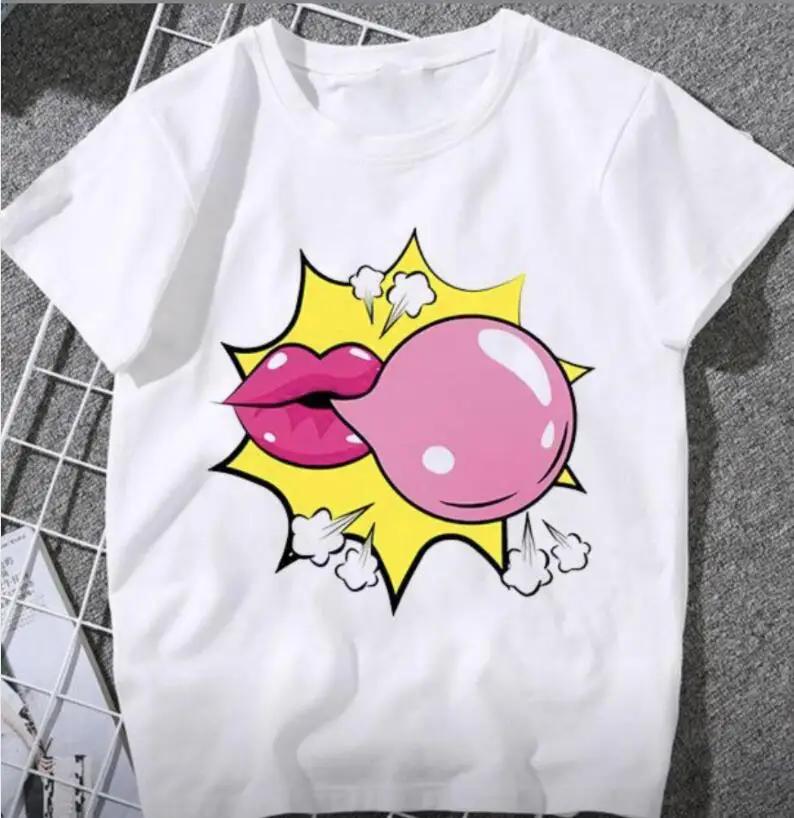 LOVE Red Lips Pink Heart Print T Shirt Women Romantic Slogan Graphic Short Sleeve Valentine Casual Summer Tee