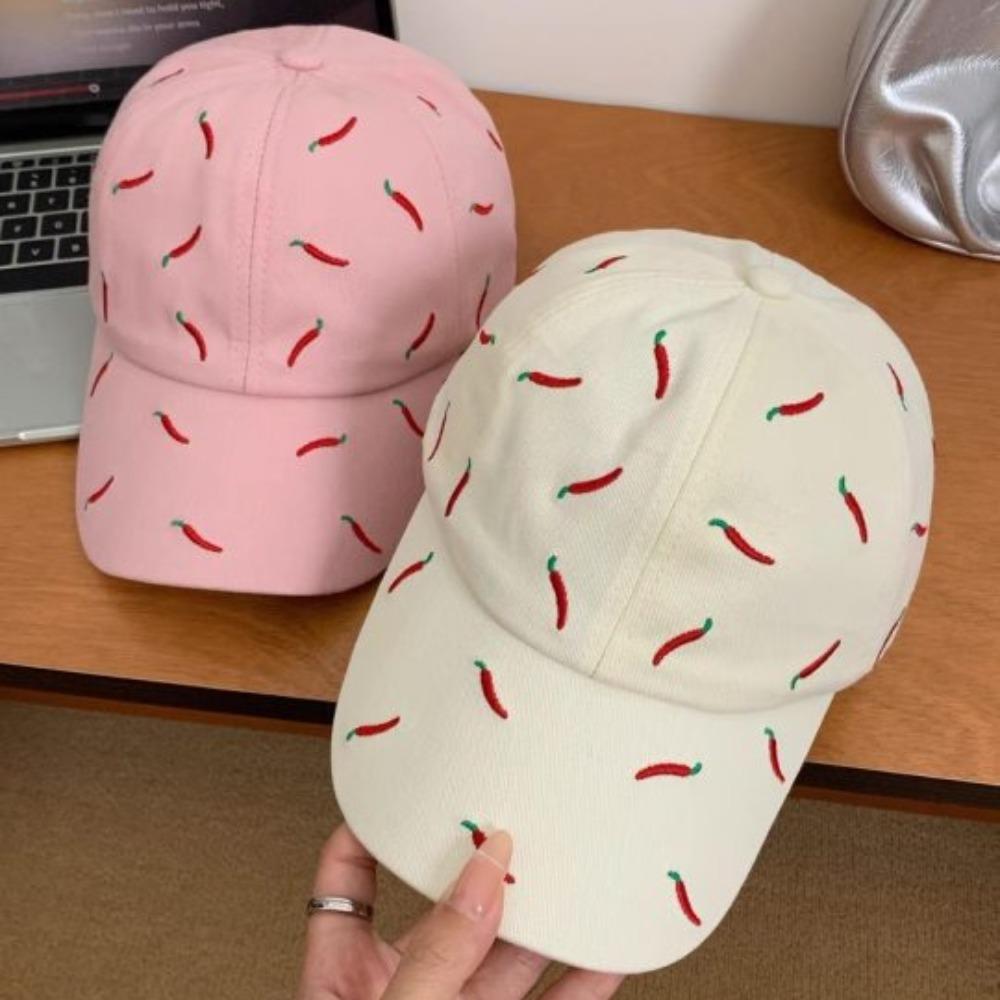 Sunscreen Chili Embroidered Baseball Cap Creative Cotton Baseball Cap Red Pepper Hat  Summer