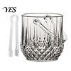 Tragbarer Eiswürfelbehälter mit Griff und Zange, Transparente Diamantschliff-Eiskübel für Bier, Champagner, Wein, Cocktails, Barzubehör Würfelhalter mit Clip