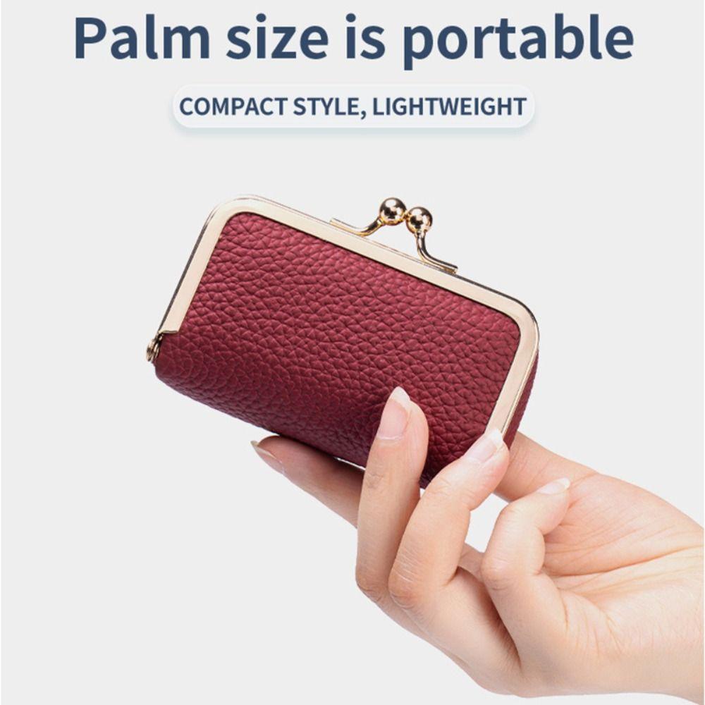 Sac à Bijoux Portatif en Cuir Boîte de Rangement Exquise pour Bijoux Sac à Monnaie à Fermeture Baiser Pochette à Rouge à Lèvres