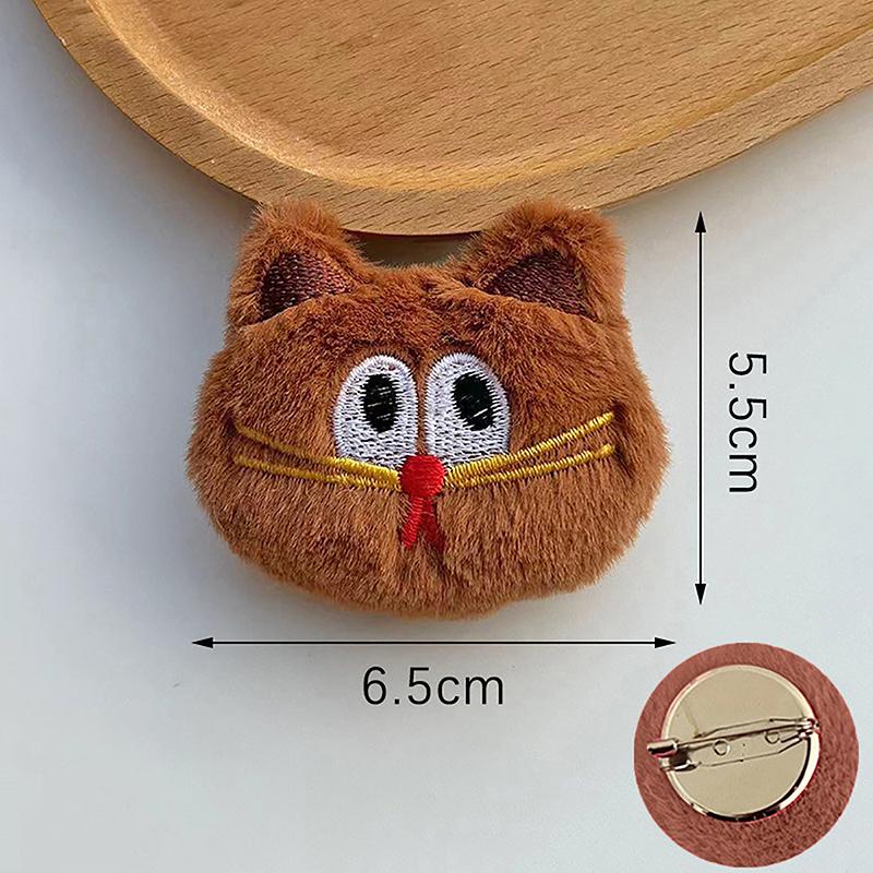 Cute Cat Plush Doll Brooch Fluffy Soft Stuffed Clothes Badge Pins Backpacks Decoration Accessories