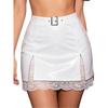 Γυναικεία Γυαλιστερό Δέρμα PU Bodycon Μίνι Φούστα Σχισμένη Άκρη Wet Look Επένδυση Δαντέλα με Φλοράλ Σχέδιο Ψηλόμεση Φούστα σε Επίπεδα