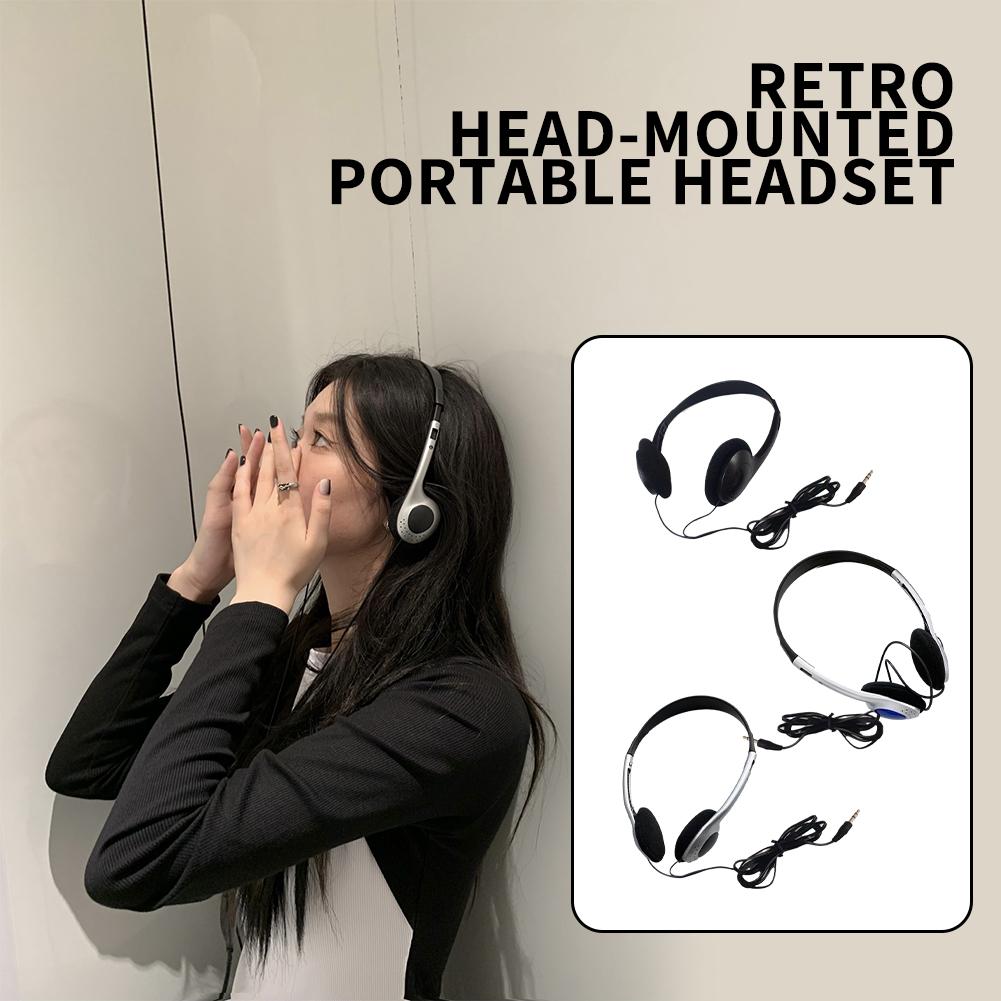 Y2K Personality Retro Headphones Millennium Style Over Ear Wired Headset Vintage Metal Band Photo Props Fashion Noise Isolation