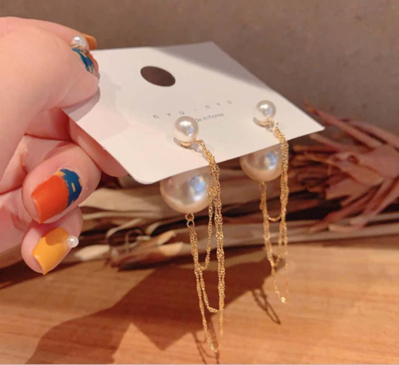 S925 Silver Geometric Tassel Stud Earrings: Fashionable Korean Style, Elegant Design, Versatile for Women