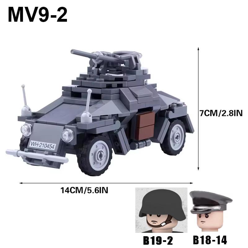 MOC Jucării WW1 WW2 Vehicul Tanc Model Cărămizi de Construit Soldat German SUA Tancuri Tun Anti-tanc Mini Cărămizi Jucării Armată Copii