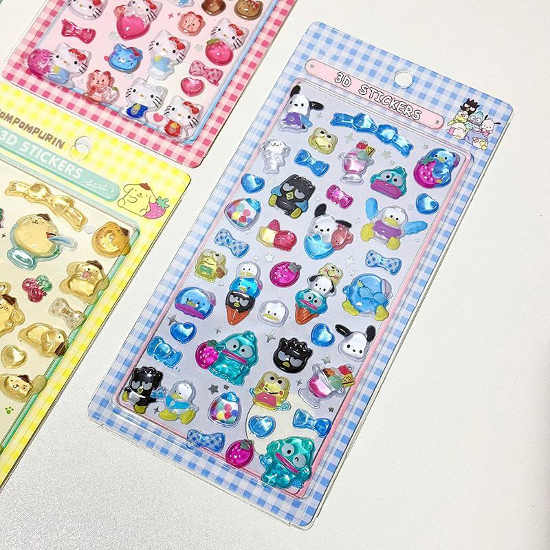 Japanese Vintage Tama Koko Stickers Cute Crystal Solid Embossed Three-dimensional Stickers Epoxy Cartoon Kawaii 3D Puffy Sticker