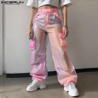 Pantalones Harem Tie-dye para Hombre con Cintura Elástica, Malla Transparente con Costuras, Ropa Urbana, Ropa de Fiesta