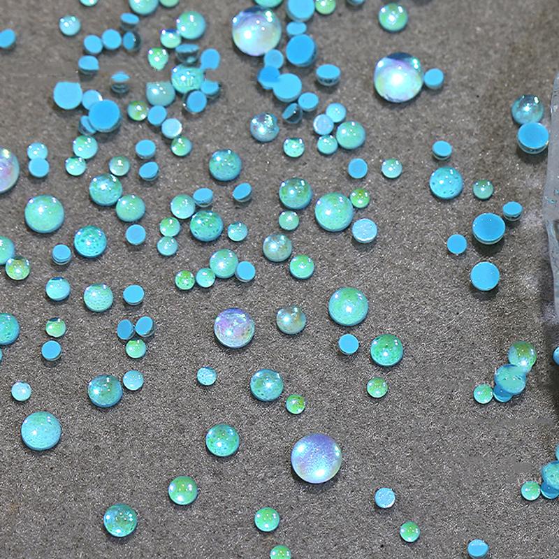 100 Stück Gemischte Größe Aurora Meerjungfrau Perlen Nailart Dekoration Sommer Teile Bunte Macaron Blasenperlen Nagelanhänger DIY Maniküre