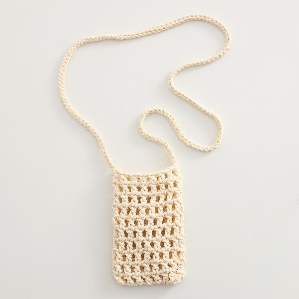 New Hollow Knitting Phone Bag For Women Colorful Hand Woven Shoulder Crossbody Bag Simple Travel Beach Handbag Small Purse Pouch
