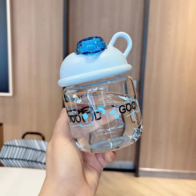 Cute High-Value Portable Glass Water Cup for Girls – Large Capacity, High-Temperature Resistant, Ideal for Students.