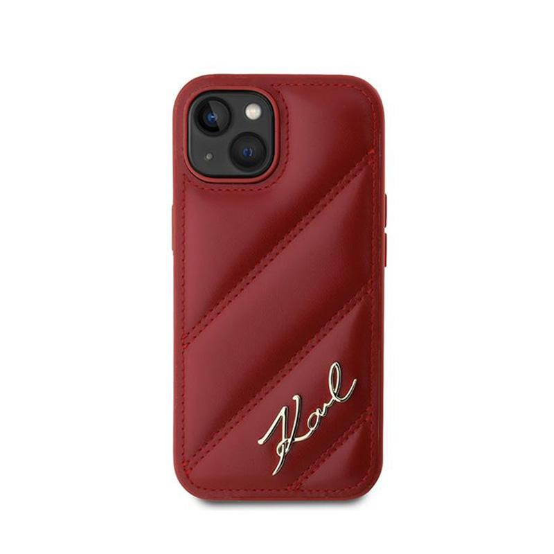 Karl Lagerfeld Diagonal Quilted Script - Etui Iphone 15 / 14 / 13 (Czerwony)