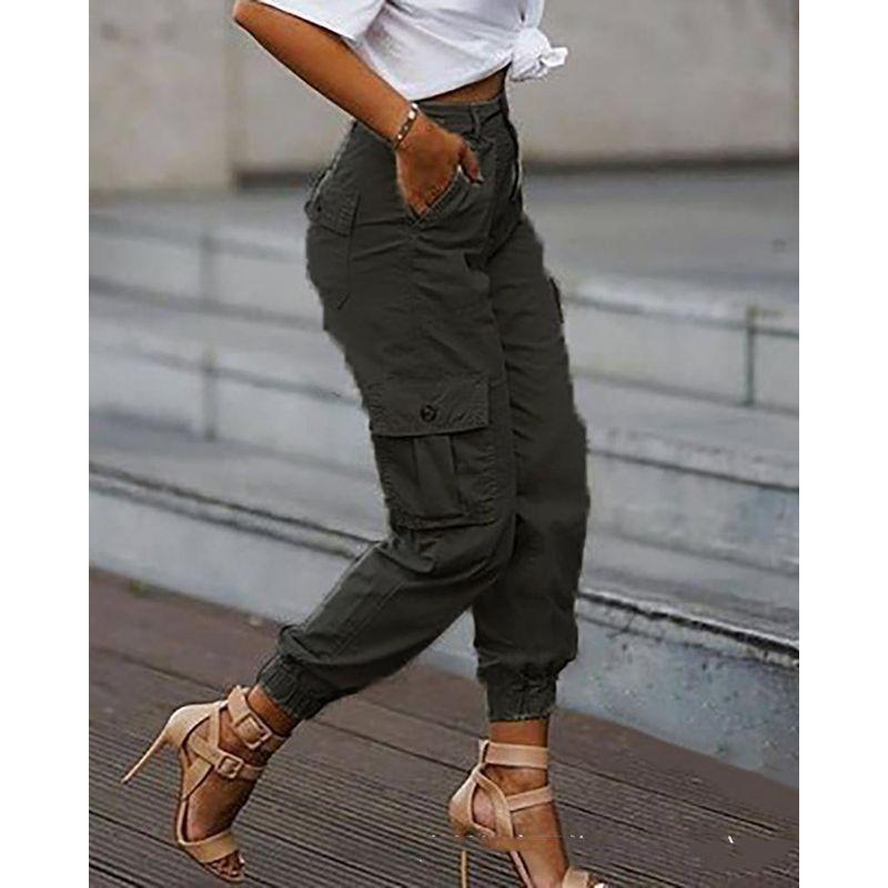 2021 New European and American Fashion Loose Multi-pockets Feet Cargo Pants Women Fj172