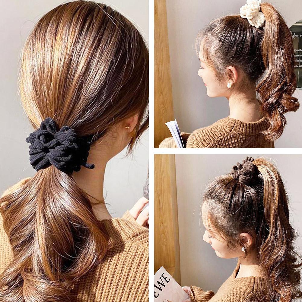 

Женские элегантные однотонные резинки для волос Flods Plush Soft Elastic Hair Holder Ponytail Scrunchies Ela S2U6 Black-One size