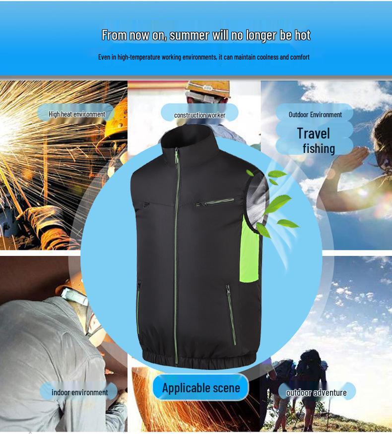 Men's Outdoor Cooling Vest with Fan for Heatstroke Prevention and Electric Welding Protection