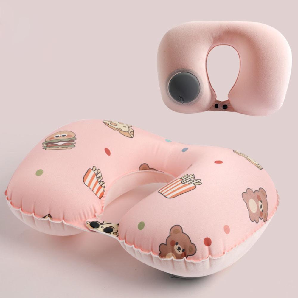 

Надувная дорожная подушка Press Air Neck Support Cushion Портативная подушка для защиты шеи розовый