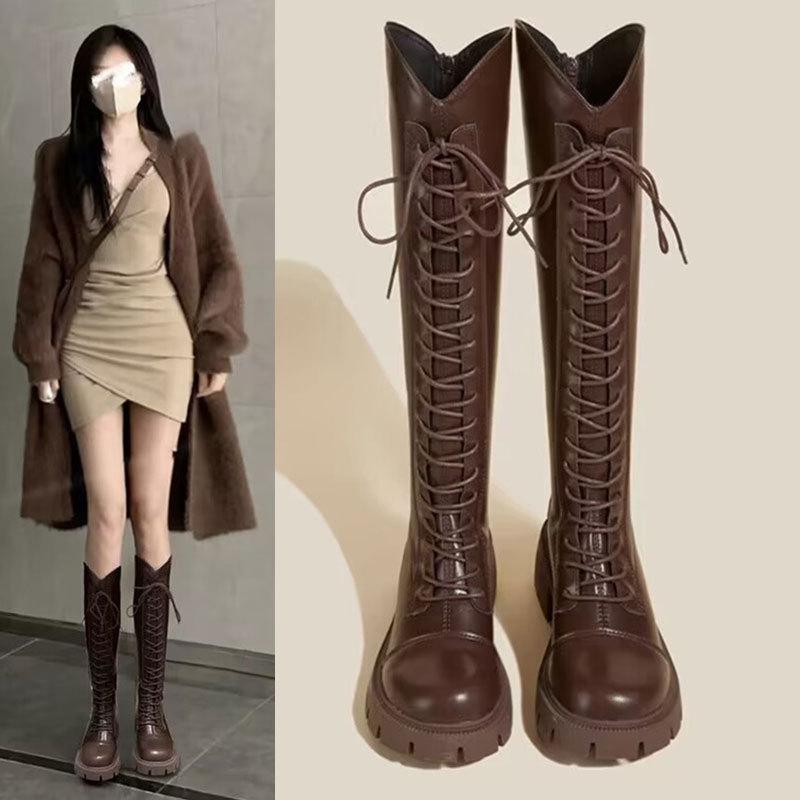 2026 Autumn Women's New Thick Soled Tall British Style Boots