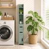 Bathroom Column Cabinet, Tall Toilet Storage with Shelves and Cupboards - 15 x 17 x 120 cm, Light Green