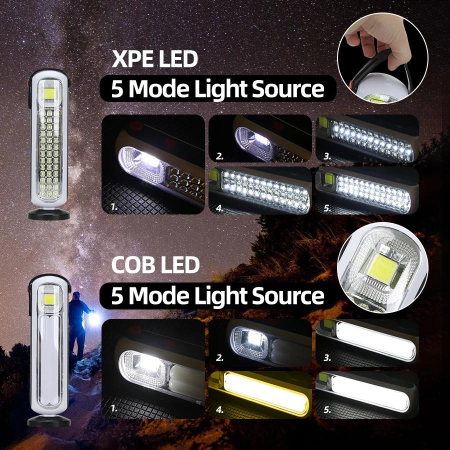2200mah Battery Outdoor Solar Light LED Lamp Portable Hook Up Camping Emergency Light  USB Rechargeable Bulbs Fishing Lantern