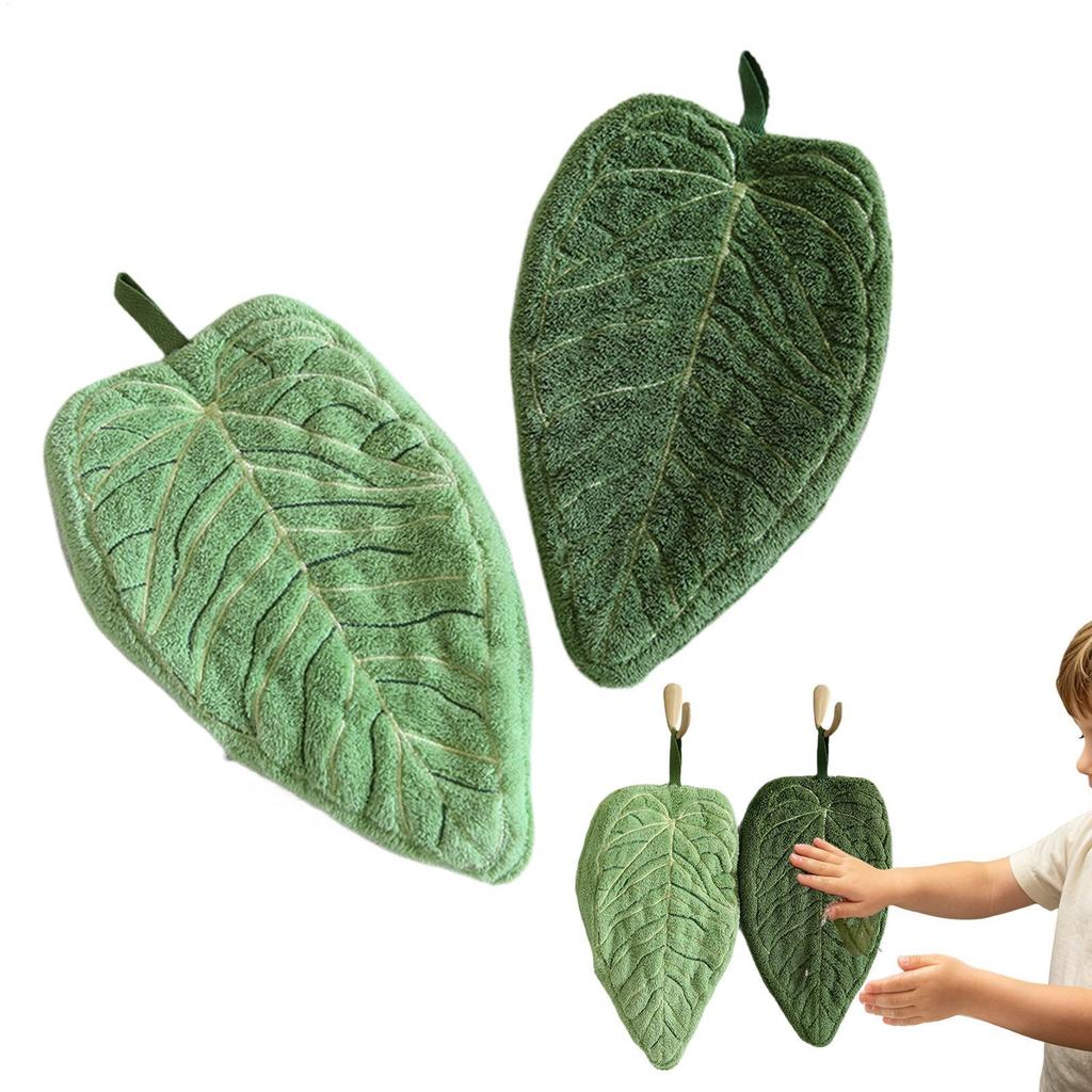 1Pcs Leaves Hand Towels Absorbent Kitchen Handkerchief Kitchen Accessories Bathroom Hands Towel Wall Hanging Kitchen Towels
