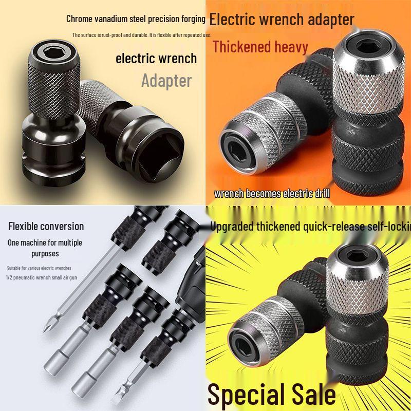 Thickened Electric Wrench Conversion Adapter Set with Drill Bit & Telescopic Socket