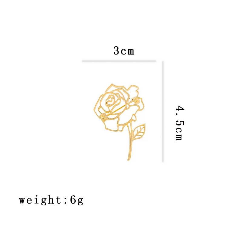 Hollow Out Rose Brooch for Women Metal Badge Fashion Exquisite Corsage Lapel Pins Clothing Accessories