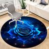 1pc Blue Rose Print Office Round Rug, Carpet for Office, Gaming, Lightweight Round Floor Mat Yy260208002
