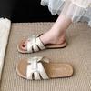 French one-word slippers for women's outer wear 2025 new summer seaside beach beautiful flat-bottomed out flat-bottomed cool slippers