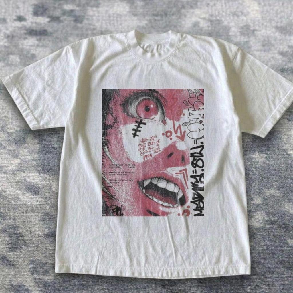 2026 Summer New Arrivals Comic Book Style Loose Fit Y2k Style Crew Neck Design Casual Fashionable Trendy Street Style
